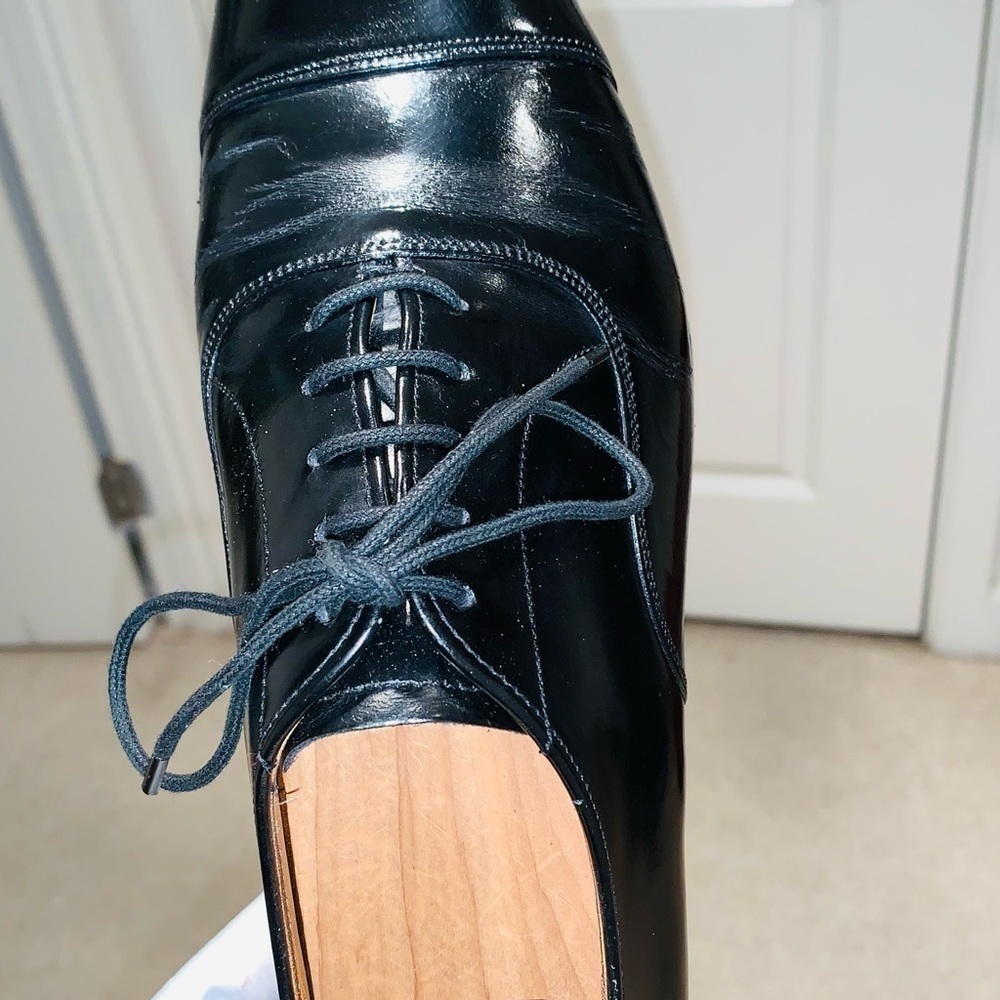 Premium Black Bespoke Cap Toe Oxfords. - Picture 13 of 16